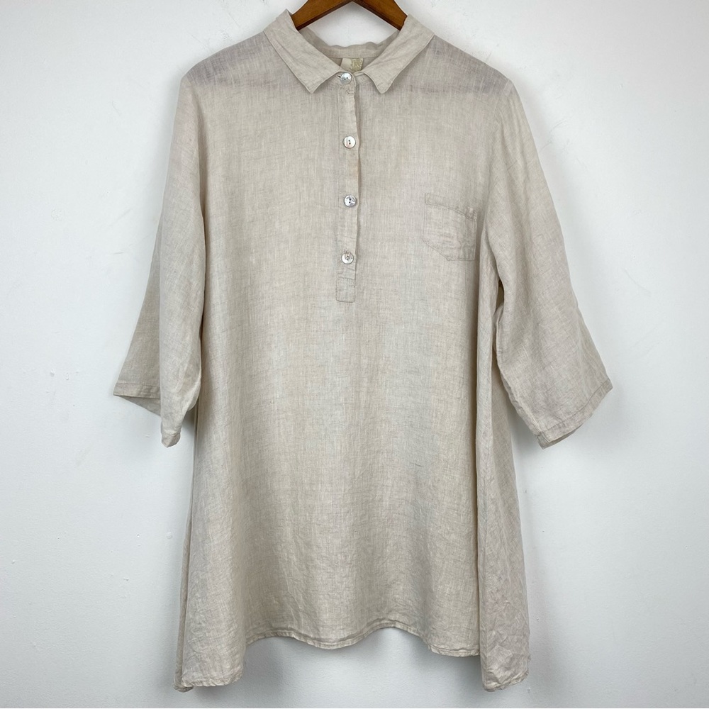 Match Point size Medium Women’s Beige Linen Tunic Top